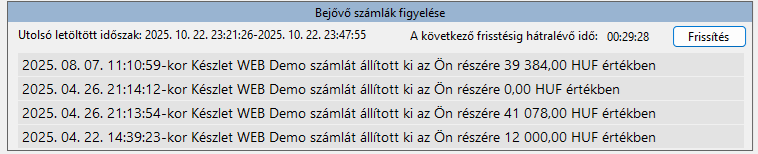 Bejövő számlák folyamatos figyelése