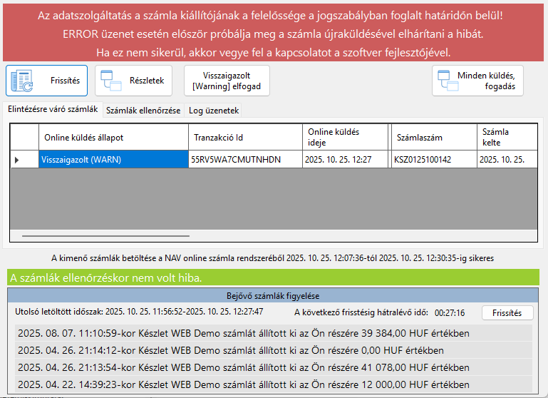 Elintézésre váró számlák